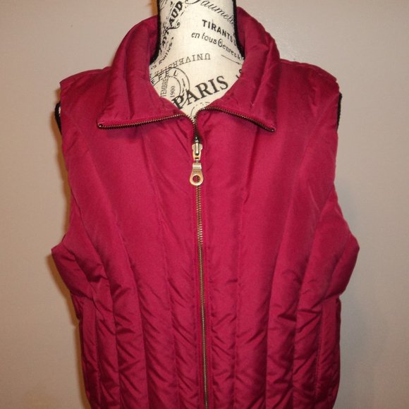 Glacier's Edge Women's Large Vest Red Raspberry Down Feathers Zipper Puffy - Picture 3 of 10